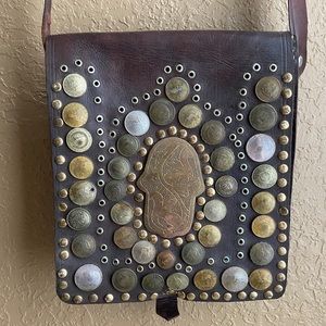 Vintage Coin Crossbody Leather Bag